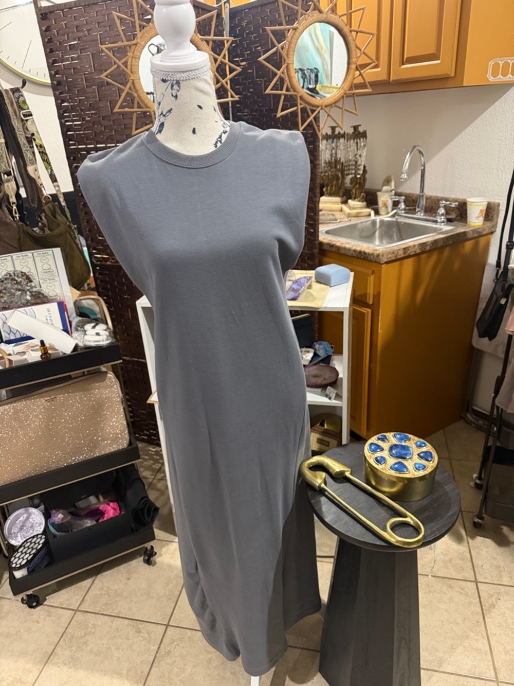 Zara Sleeveless Gray Knit Maxi Dress - Classic Minimalist Style